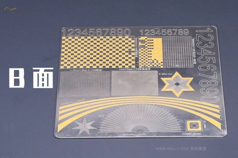 Double-sided masking tape cutting template: clear calibration mat with grid scales