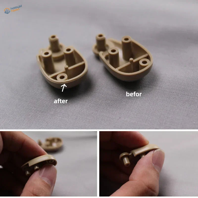 Back of beige professional tungsten scraper with panel lines, pivot and posts