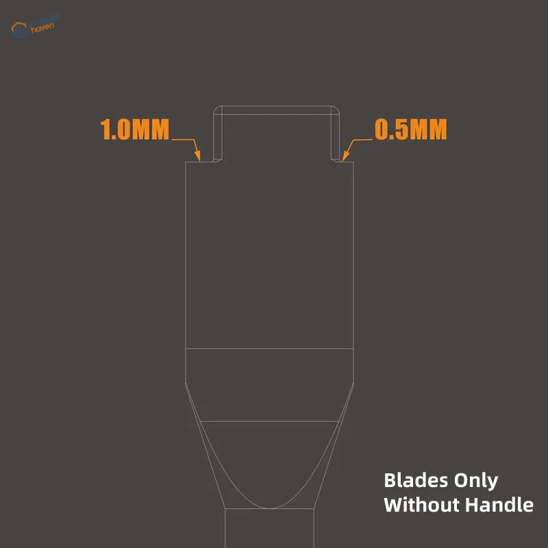 Cross-section of 1.0mm and 0.5mm blades in professional tungsten scraper