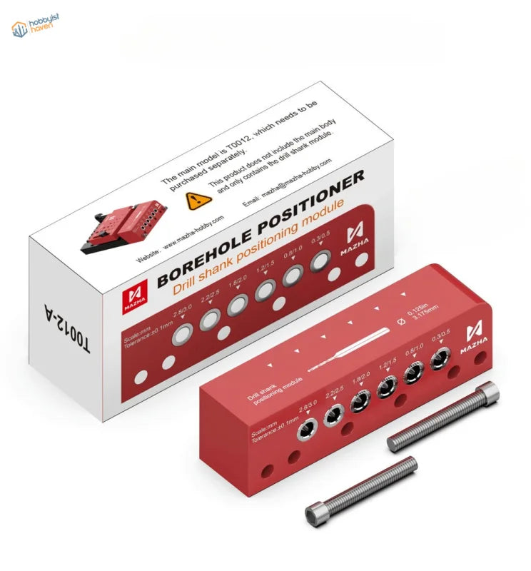 Red Mazha shank positioning module for hole locator with silver bolts