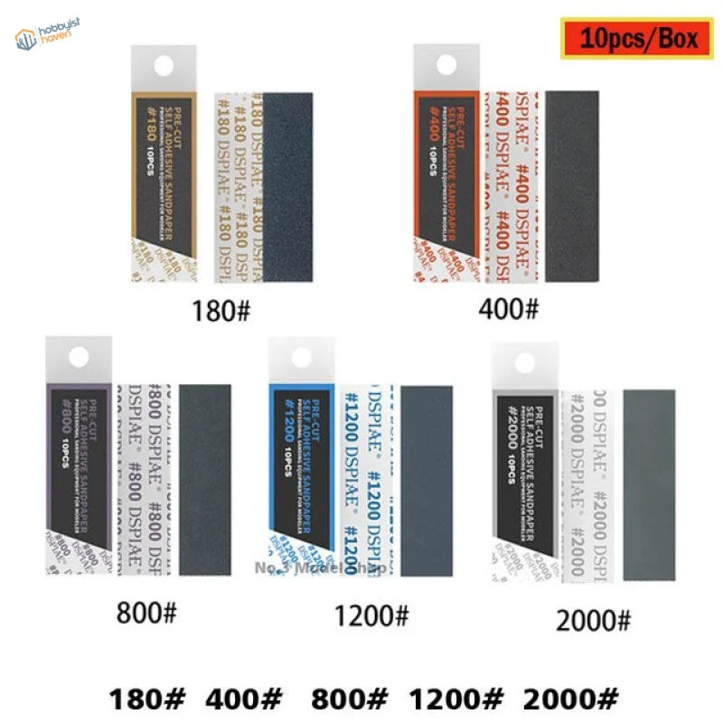 DSPIAE 180-2500 grit sandpaper sets, 10 black abrasive sheets per box