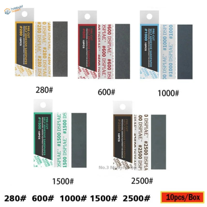 DSPIAE sandpaper sets 280# to 2500# grit in clear packaging