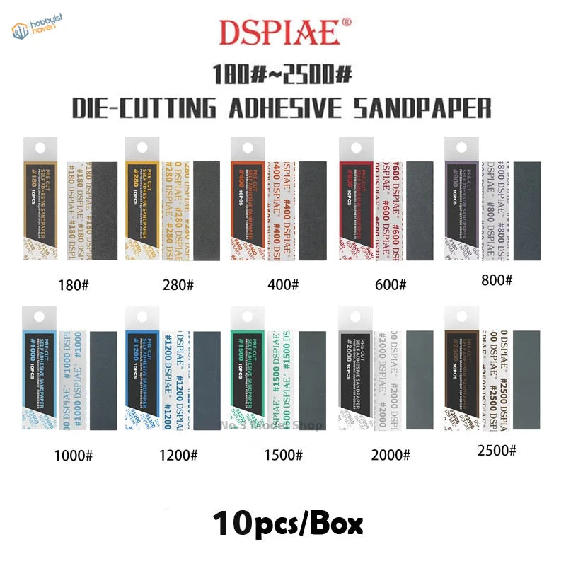 DSPIAE sandpaper sets for aluminum sanding, 180# to 2500# grits