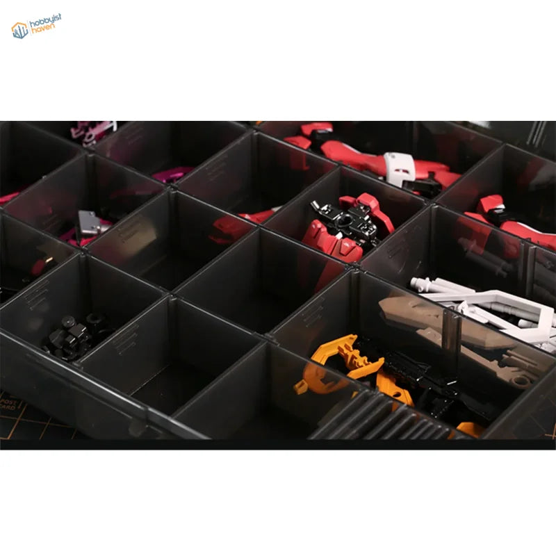 DSPIAE 36 Spaces modular storage box with red, white, yellow model kit parts