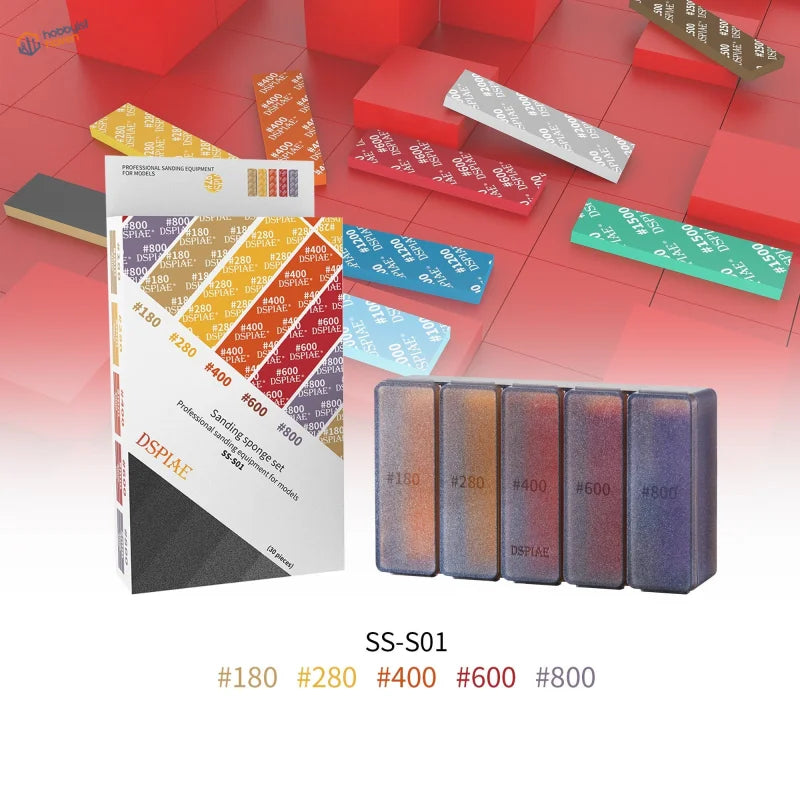DSPIAE 5 grits sanding sponge set with #180-#800 blocks