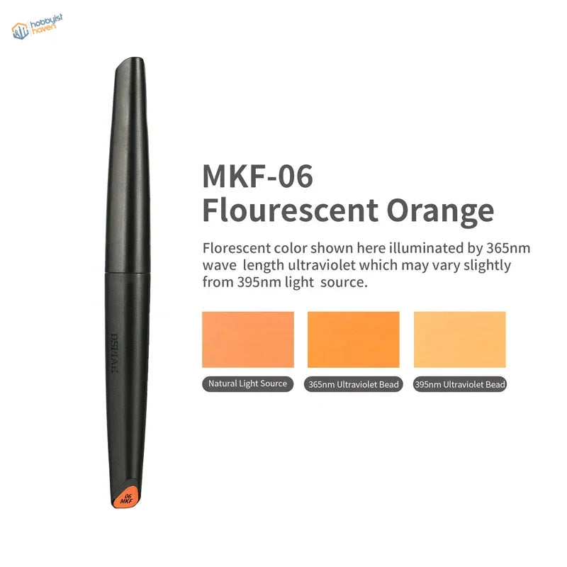 DSPIAE fluorescent acrylic pen MKF-06 black cylinder orange tip