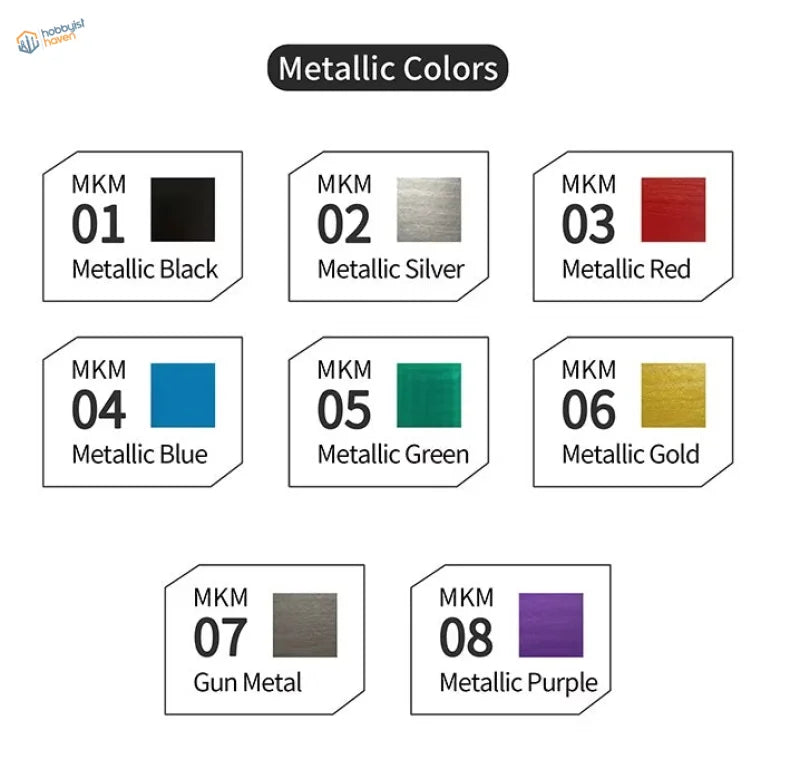 DSPIAE 8pcs metallic acrylic pens with 8 color swatches