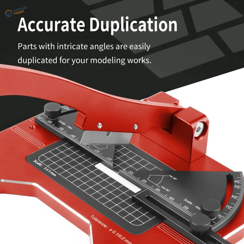 DSPIAE angle cutting station with red metal tile cutter and black guides