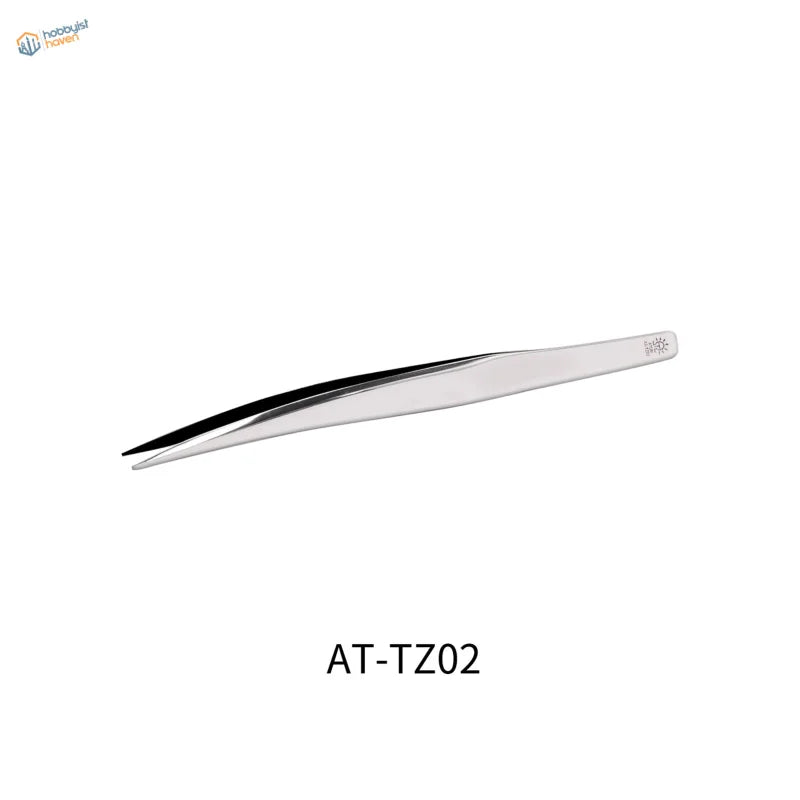 Dspiae anti-static stainless steel tweezers with curved black-tipped ends