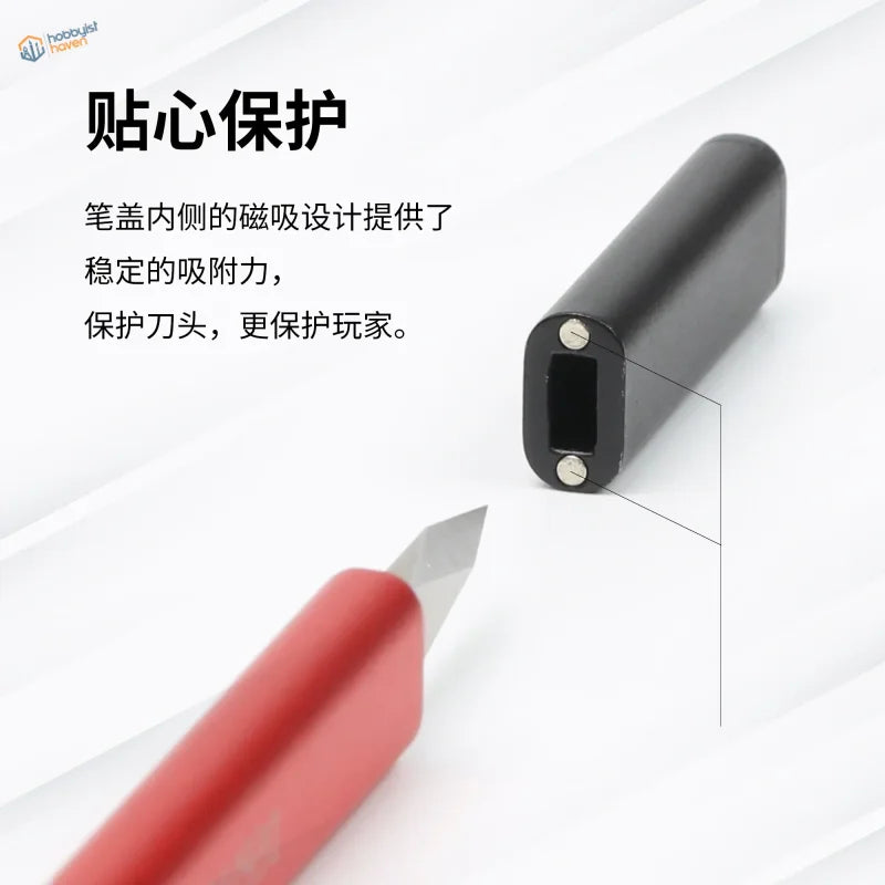 DSPIAE Broad Edge Push Knife red black magnetic blade tool back view