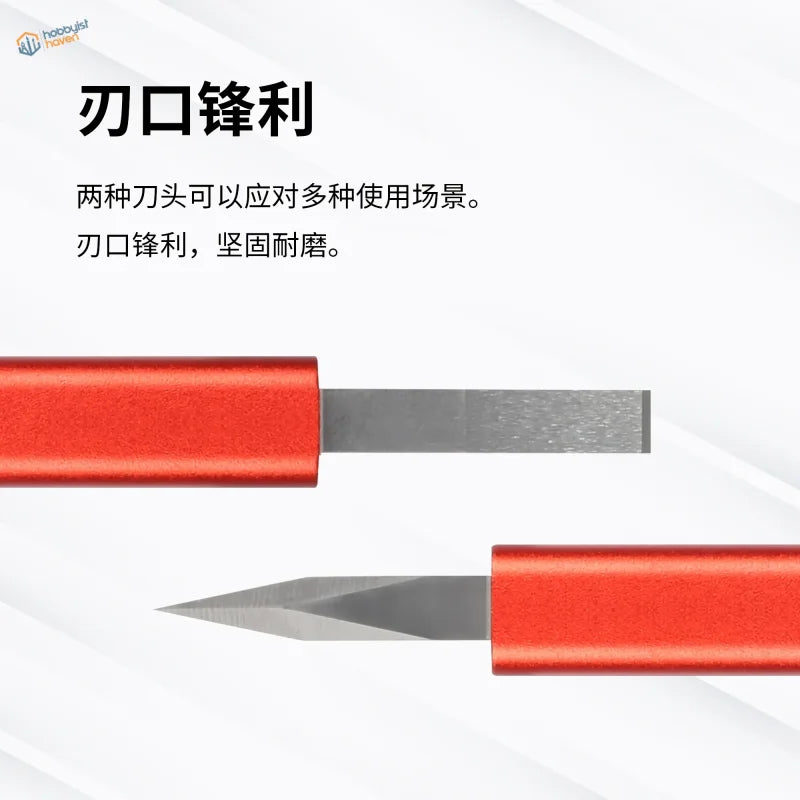 DSPIAE Broad Edge Push Knife with red handles and flat, pointed blades