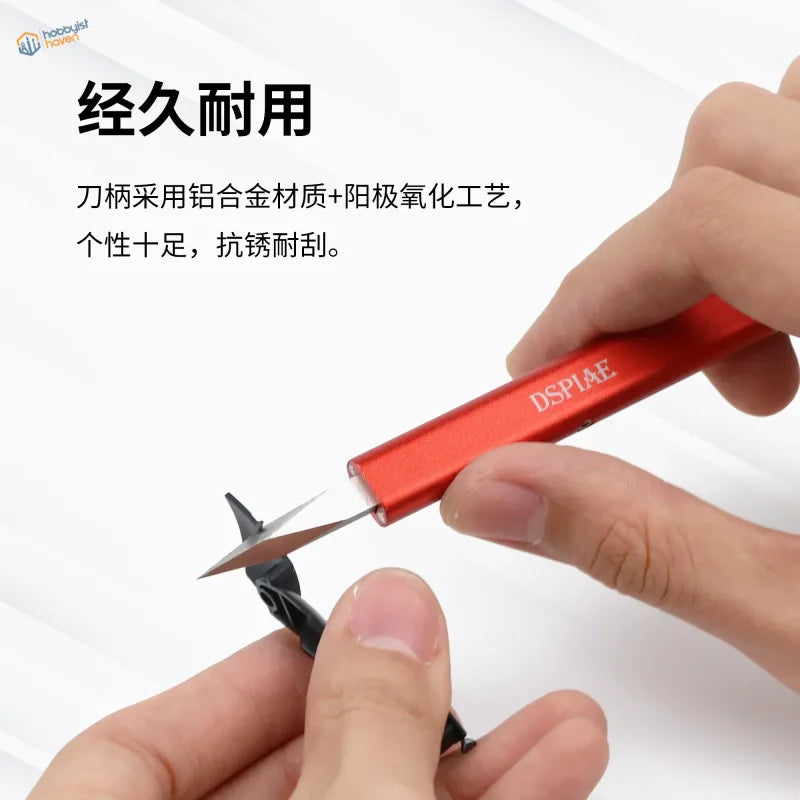 Dspiae Broad Edge push knife with red anodized aluminum handle