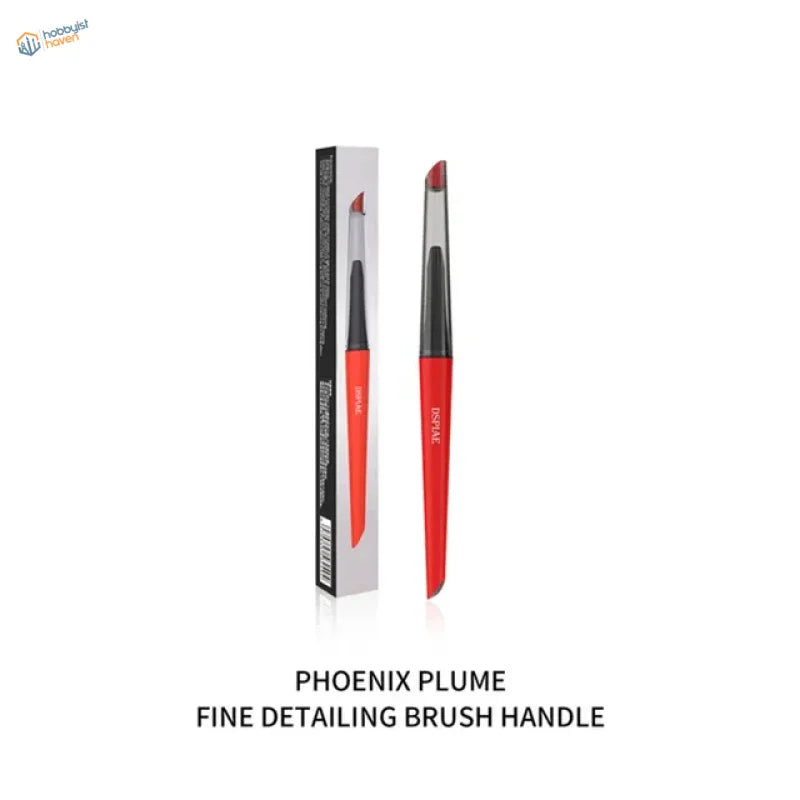 DSPIAE red phoenix plume brush with panel lines, sleek tapered handle