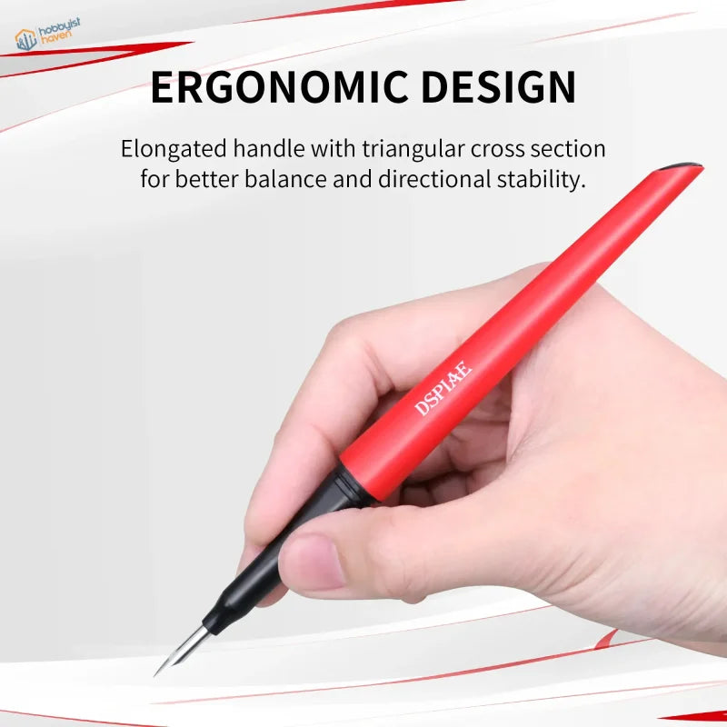 DSPIAE Brushes red black ergonomic panel liner with triangular grip for scale modeling tools