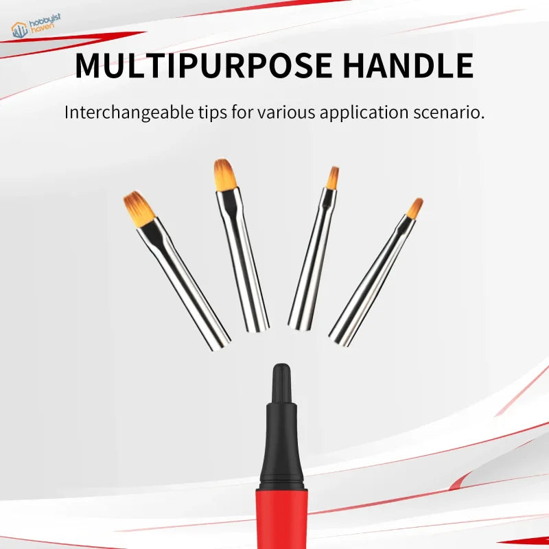 DSPIAE brushes with red handle, golden bristles for panel lines
