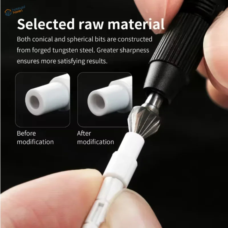 DSPIAE circular chamfering tool with black handle sharpened on white guide