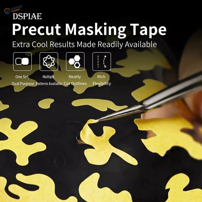 DSPIAE digital camouflage masking stencils with yellow black tape