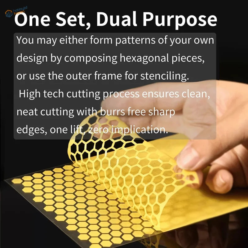 Yellow hexagonal honeycomb DSPIAE digital camouflage masking stencils