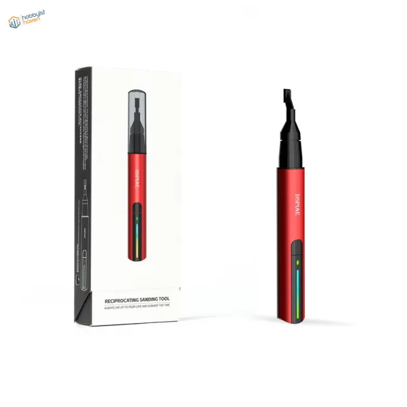 DSPIAE electric reciprocating sander in red and black with ergonomic design