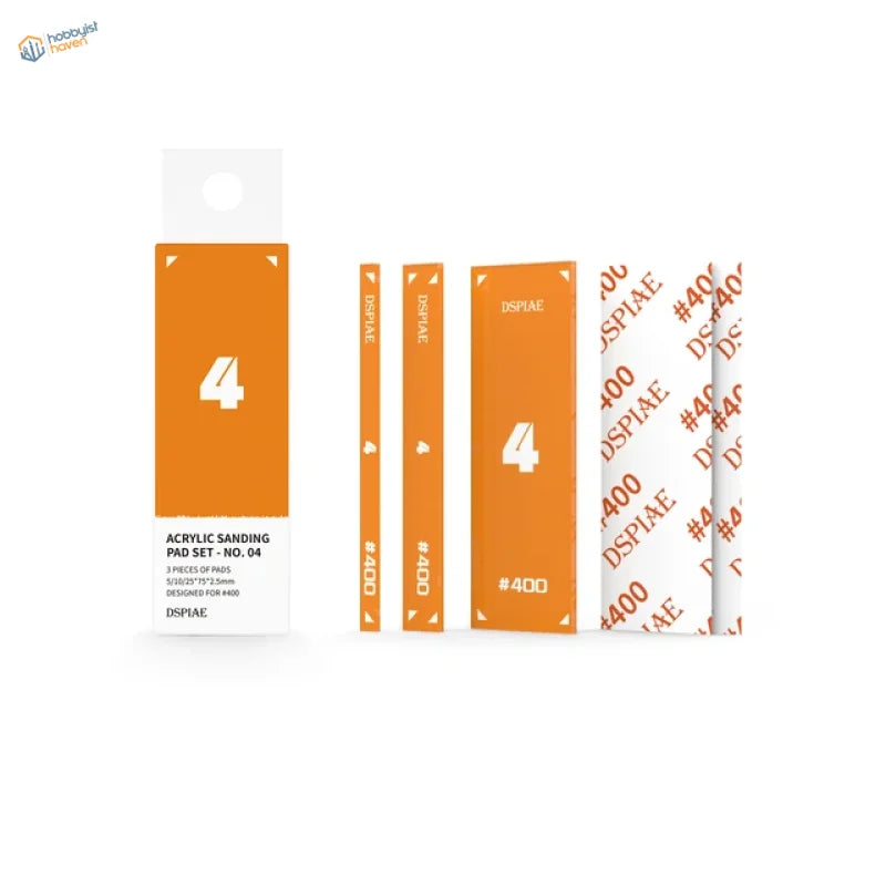 DSPIAE #400 acrylic sanding sticks set with orange pads and sleeve
