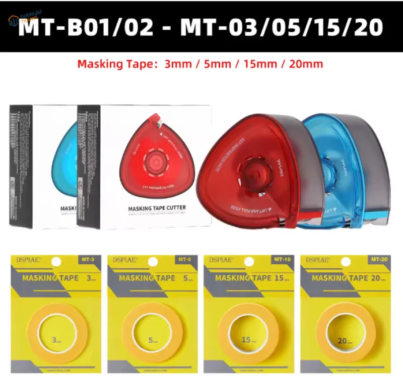 DSPIAE masking tape cutter set: 4 dispensers in red, blue, gray with MT tapes