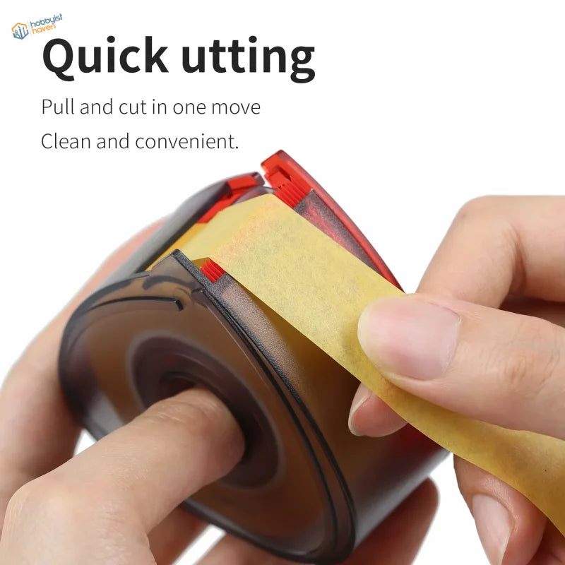 DSPIAE masking tape cutter with red black dispenser and yellow tape strip