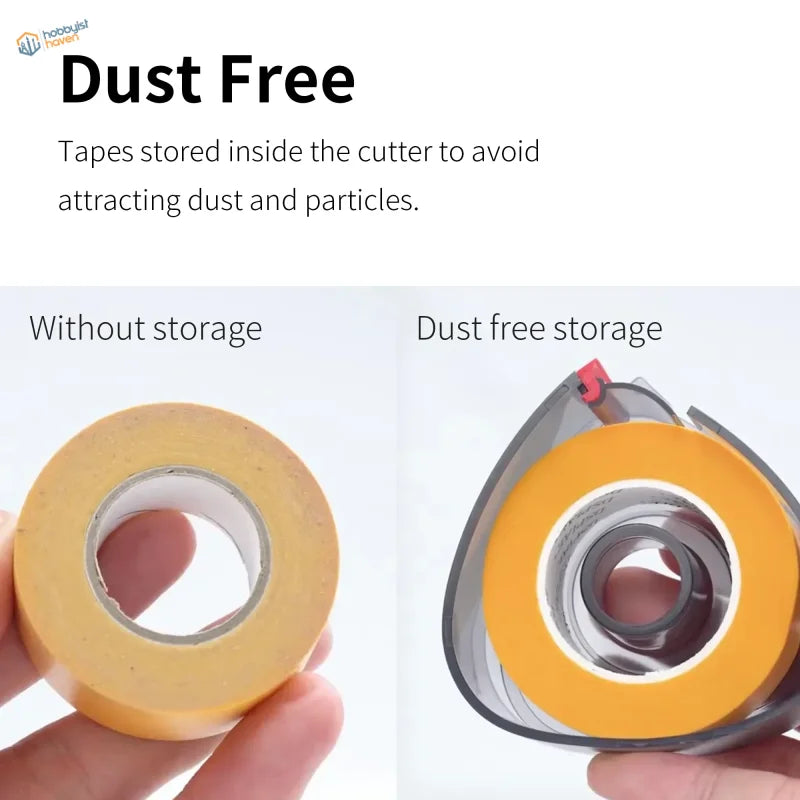 DSPIAE masking tape cutter with yellow tape roll in dust-free storage
