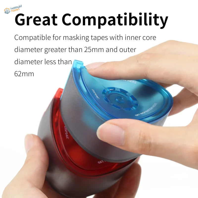 DSPIAE masking tape cutter with sleek blue top and red base