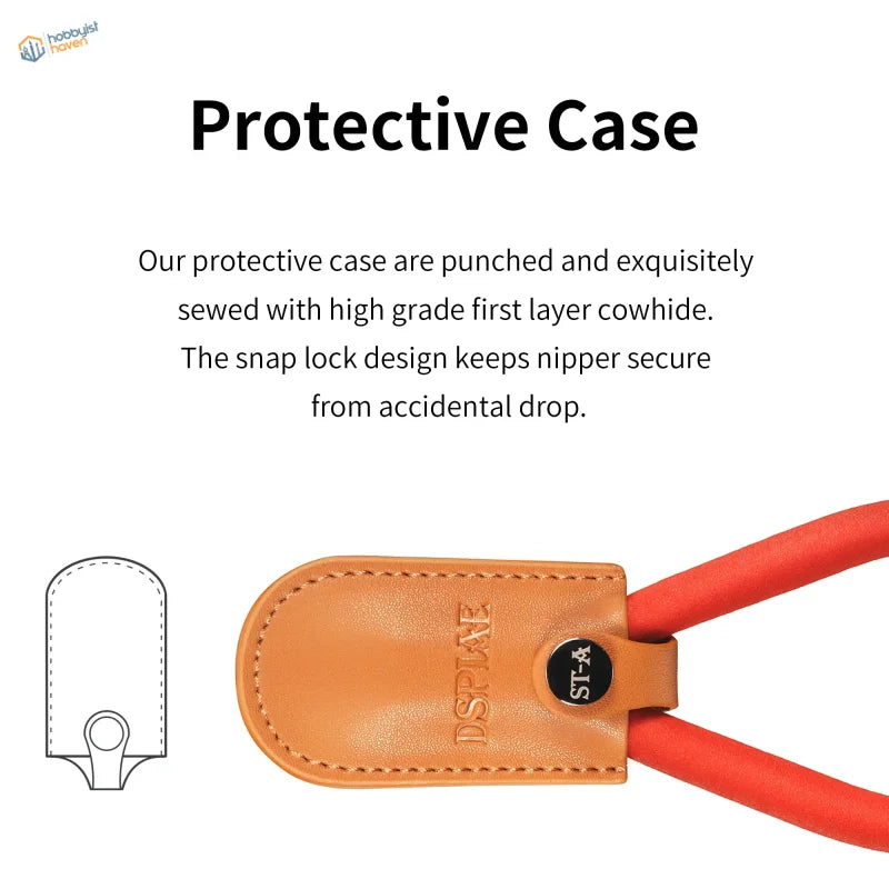 DSPIAE professional single blade nipper set tan leather case with red handle