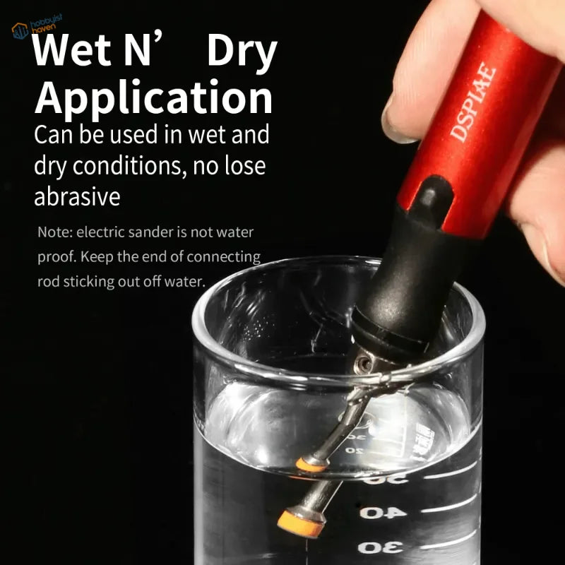 DSPIAE red black electric sander in water for wet sanding disks scale modeling