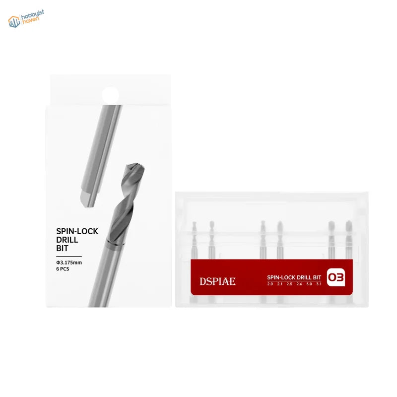 DSPIAE Spin-Lock drill bits set of six silver for orbit electric hand drill in red packaging