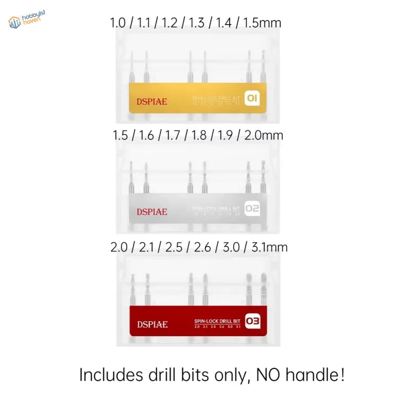 DSPIAE Spin-Lock drill bits set of 3 in clear packaging for hand drill