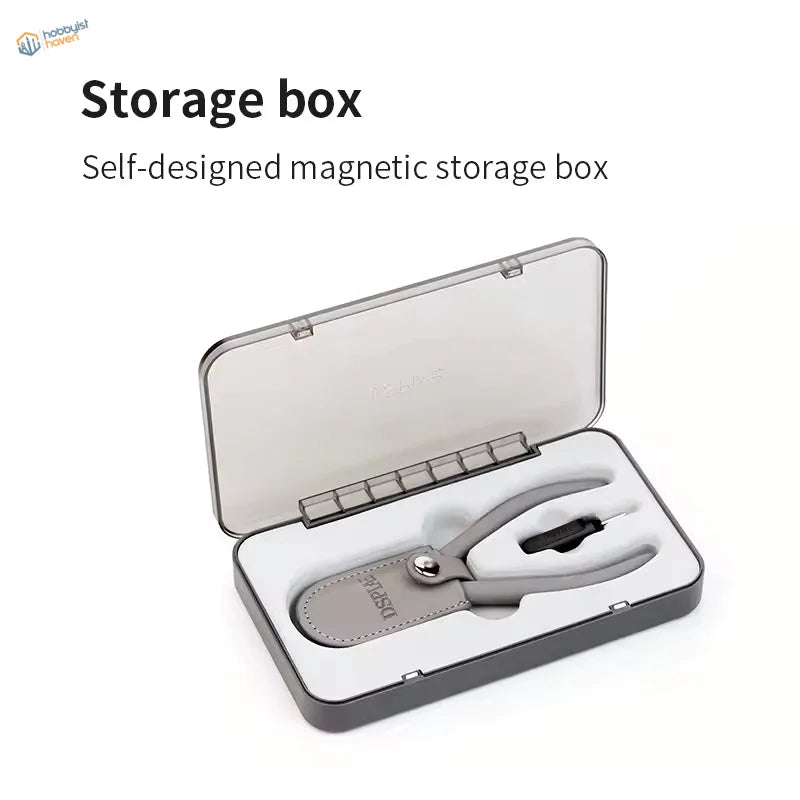 Dspiae ST-C2 side-cutter in gray magnetic box with clear lid and foam