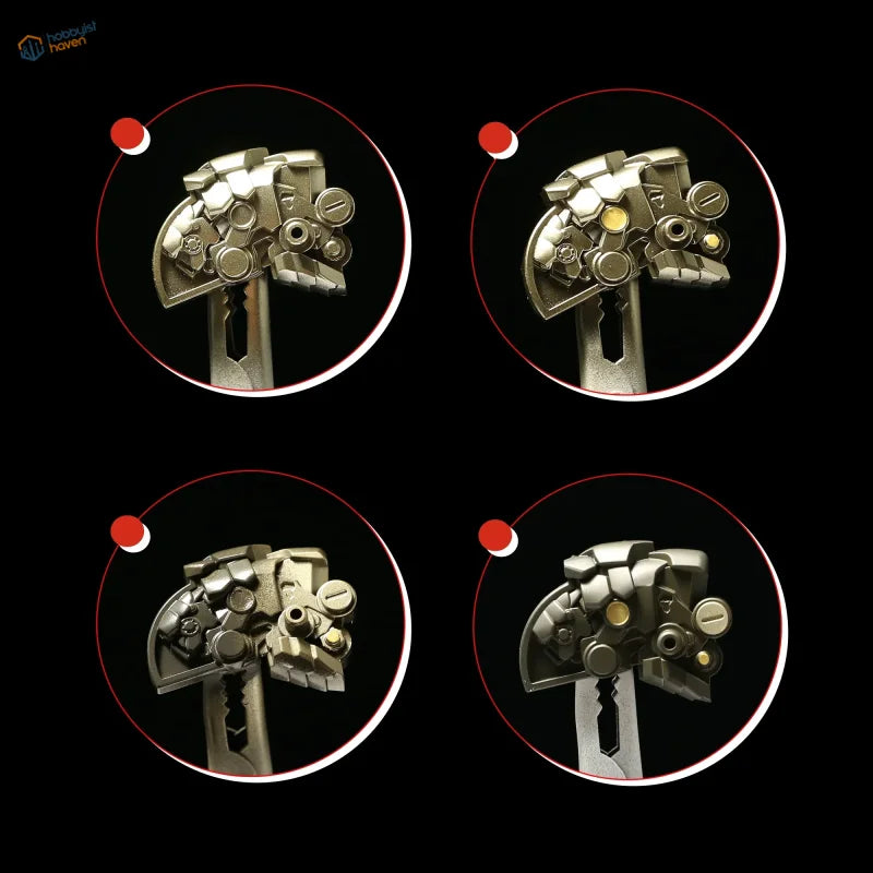 DSPIAE Stepless circular cutter: silver multi-tool keychain with yellow accents