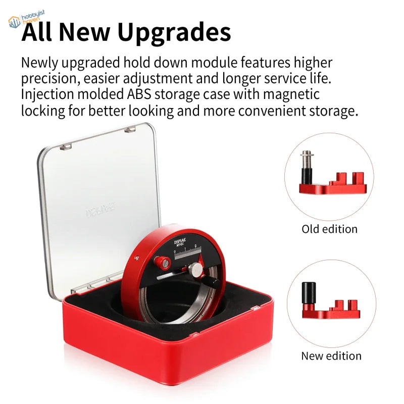 DSPIAE Stepless Circular Cutter red precision hold-down module in case