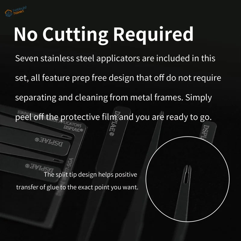 DSPIAE super glue application stand with 7 black stainless steel applicators