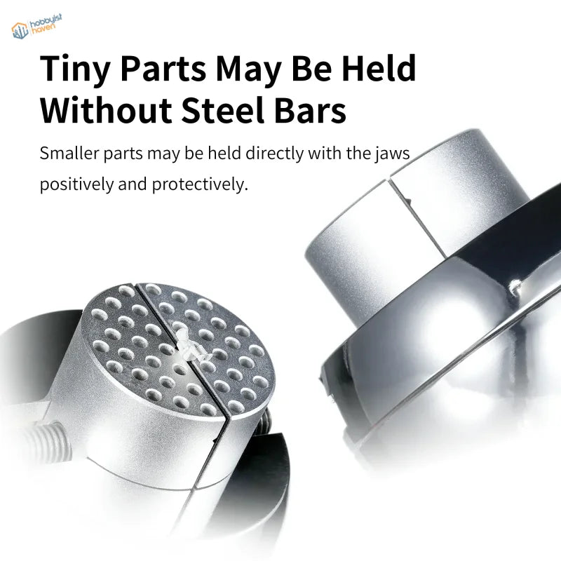DSPIAE Universal Spherical Vise with silver precision jaws