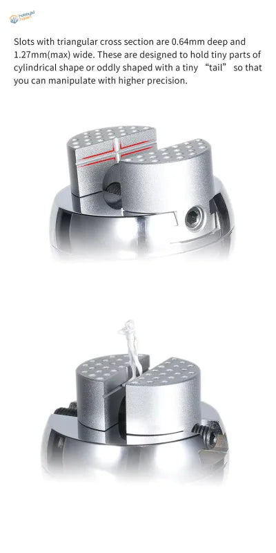 DSPIAE universal spherical vise with silver precision triangular slots