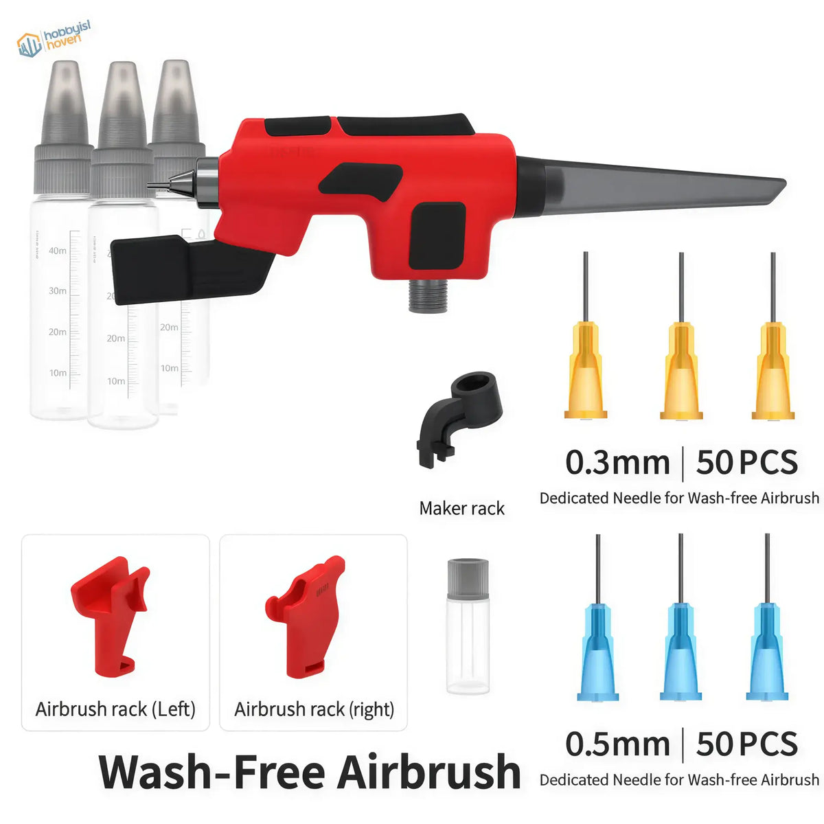 DSPIAE Wash-free Airbrush red black handheld with interchangeable needles