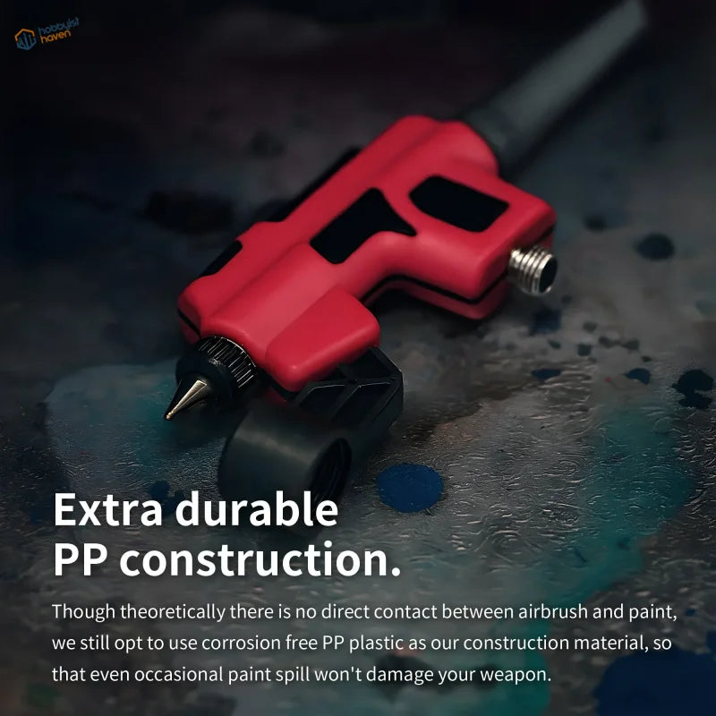 DSPIAE Wash-free Airbrush with red black pp plastic body and metallic tip