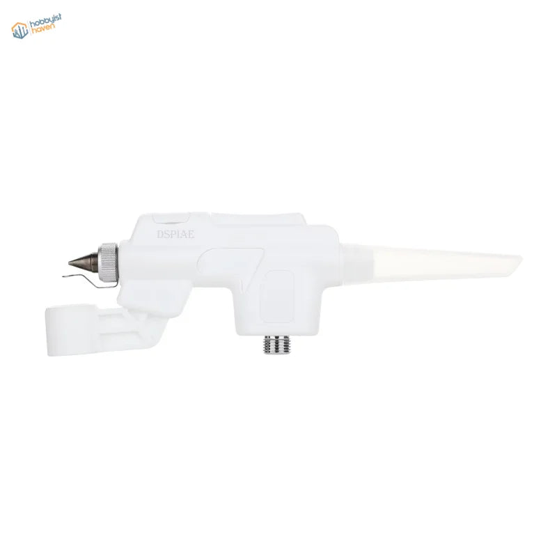 White plastic wash-free pt-ab spray gun with metallic nozzle and trigger for precise paint mixing bottle use