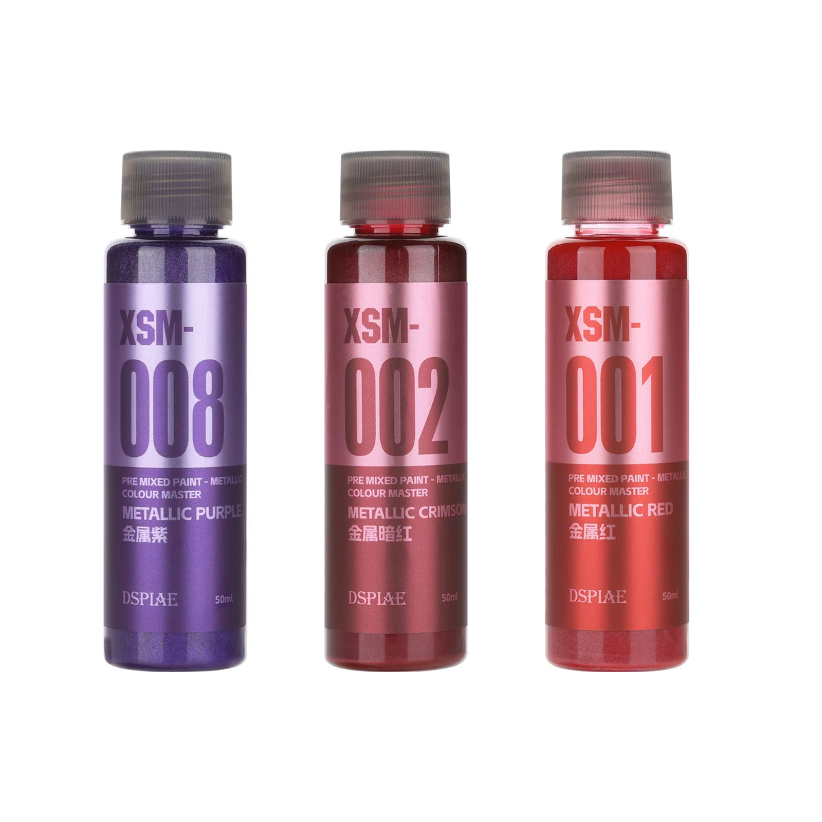 DSPIAE 50ml dspiae pre-mixed metallic paints in purple, crimson, red