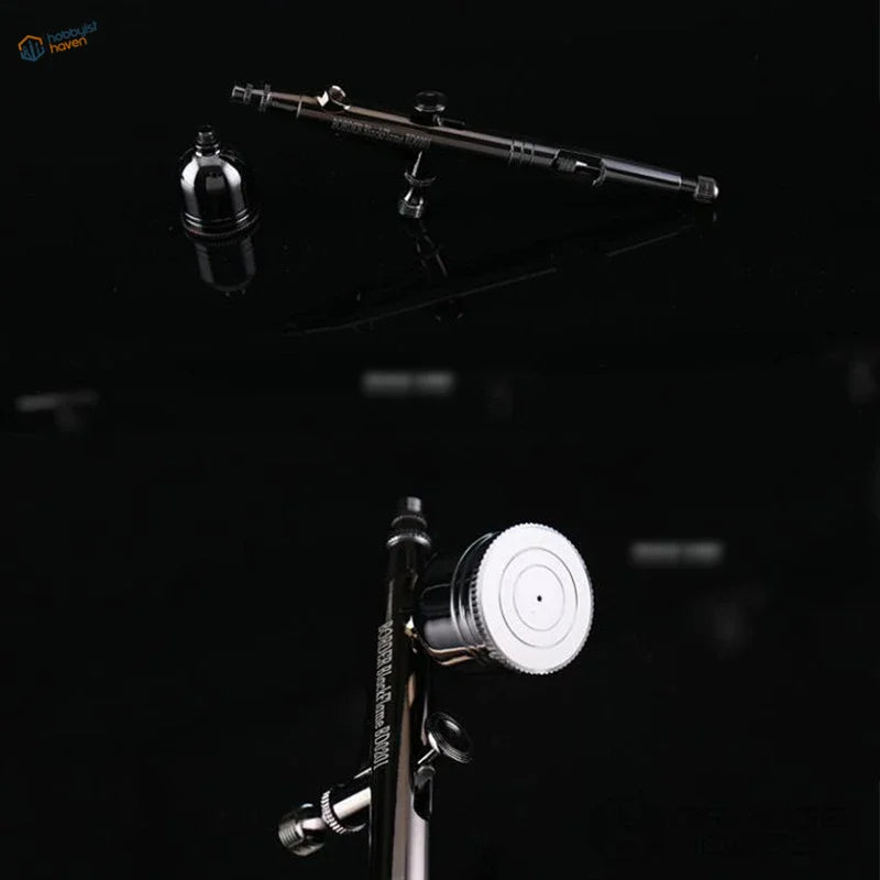 Dual action airbrush with 0.3mm nozzle, black silver chrome finish