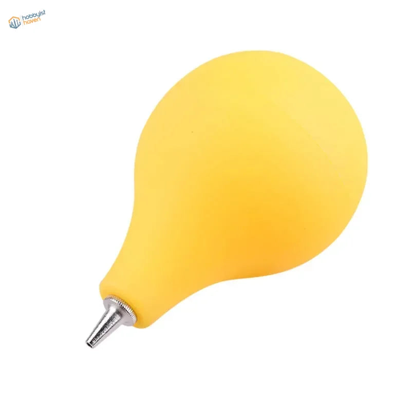 Yellow rubber bulb dust cleaning air ball with metallic nozzle