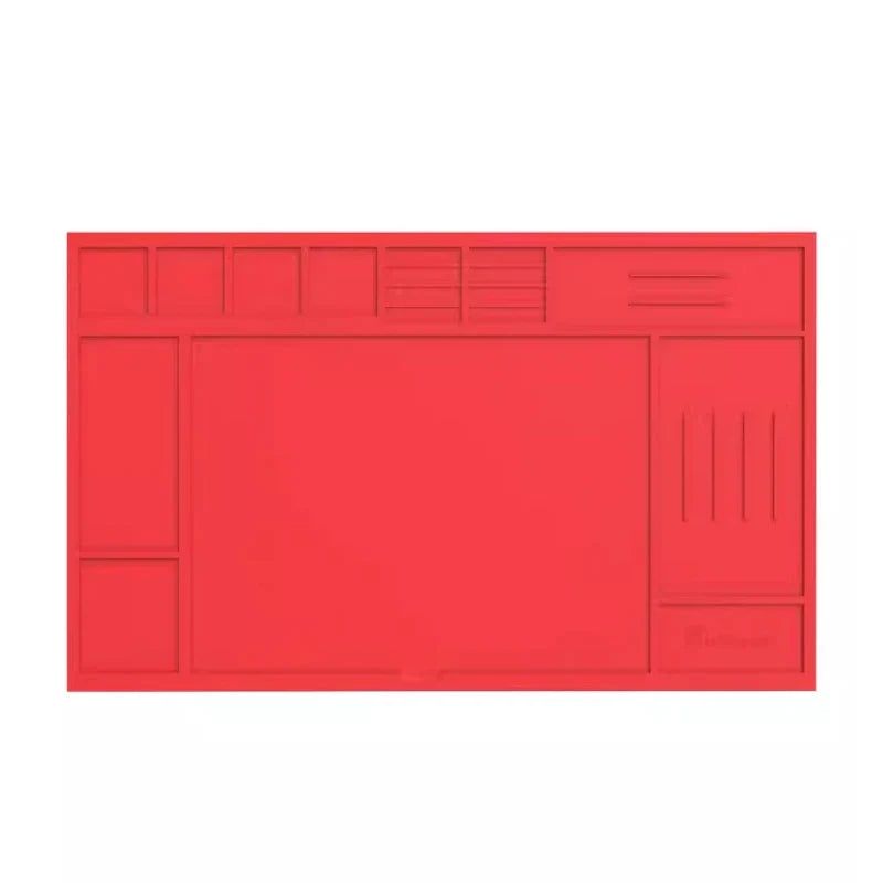 Red durable silicone work pad with newspaper layout design