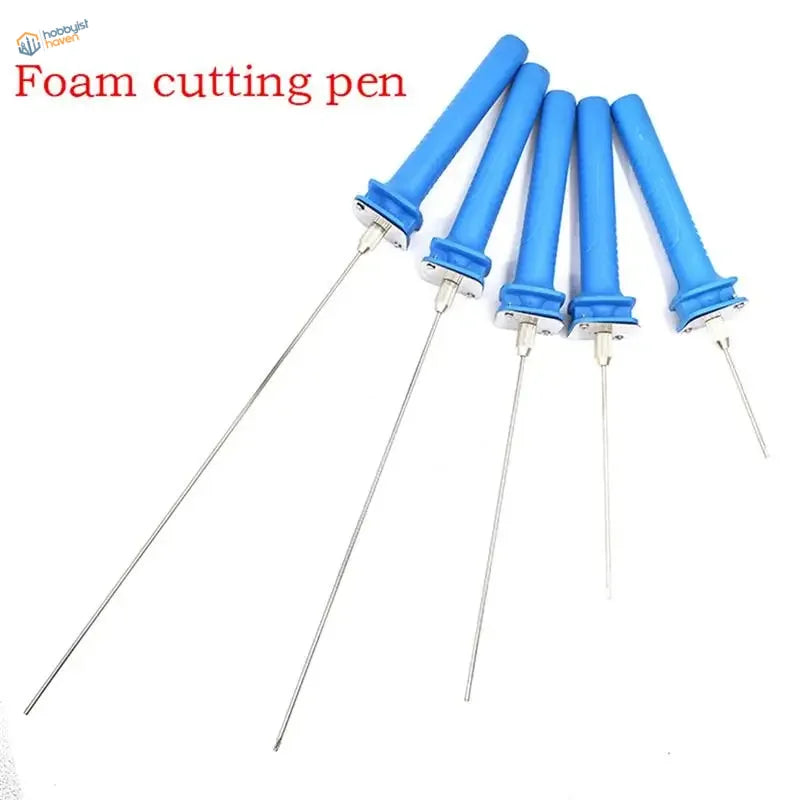 Blue electric foam cutter pens with metallic tips, US/EU plug