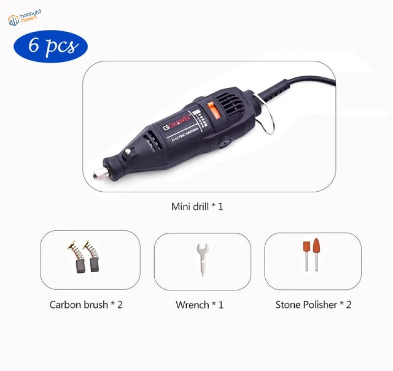 Black electric mini drill with textured grip, 220V EU plug option