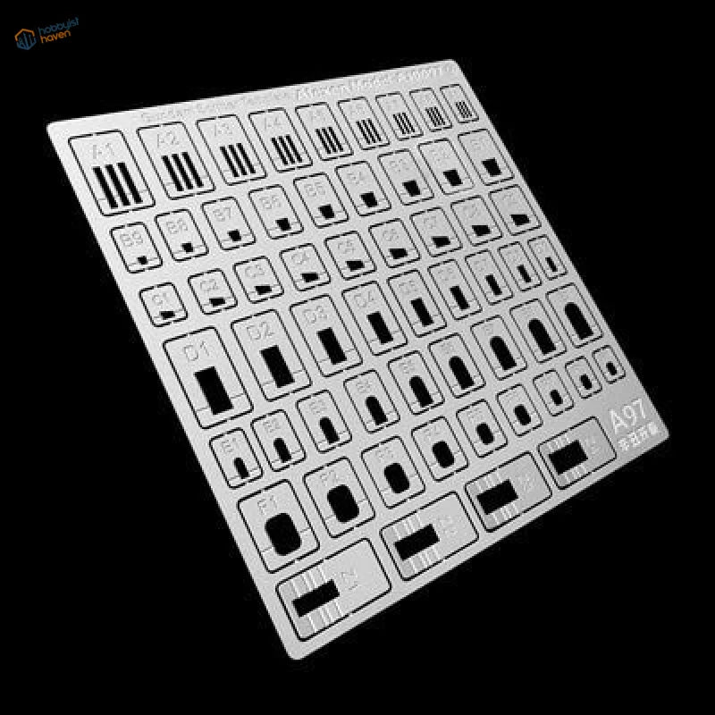 Silver metal stencil sheet for engraving auxiliary, scale modeling tools