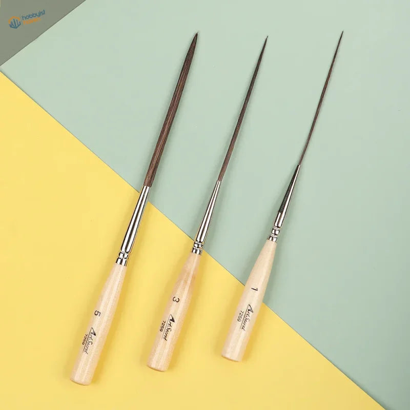 ArtNest extra-long liner brushes with wooden handles for scale modeling