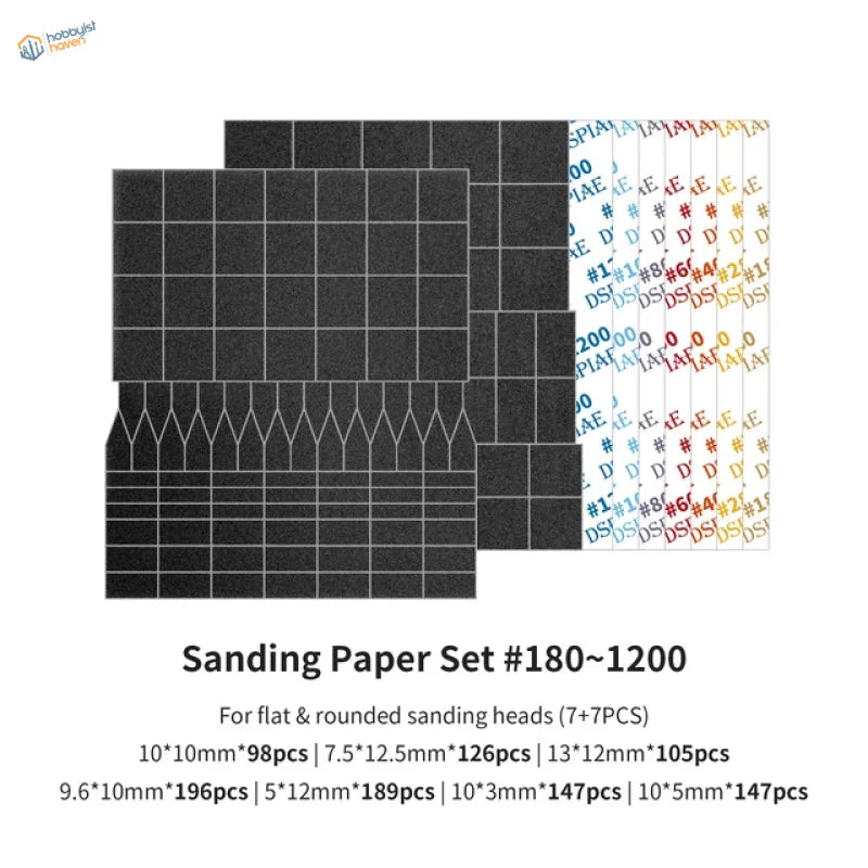 Extra sandpaper set for DSPIAE reciprocating sander, 180-1200 grit sheets